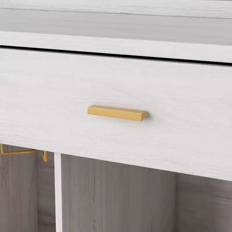 Buhardilla de 47" de 5 Estantes Estilo Rústico con Almacenamiento de Vino, Roble Blanco