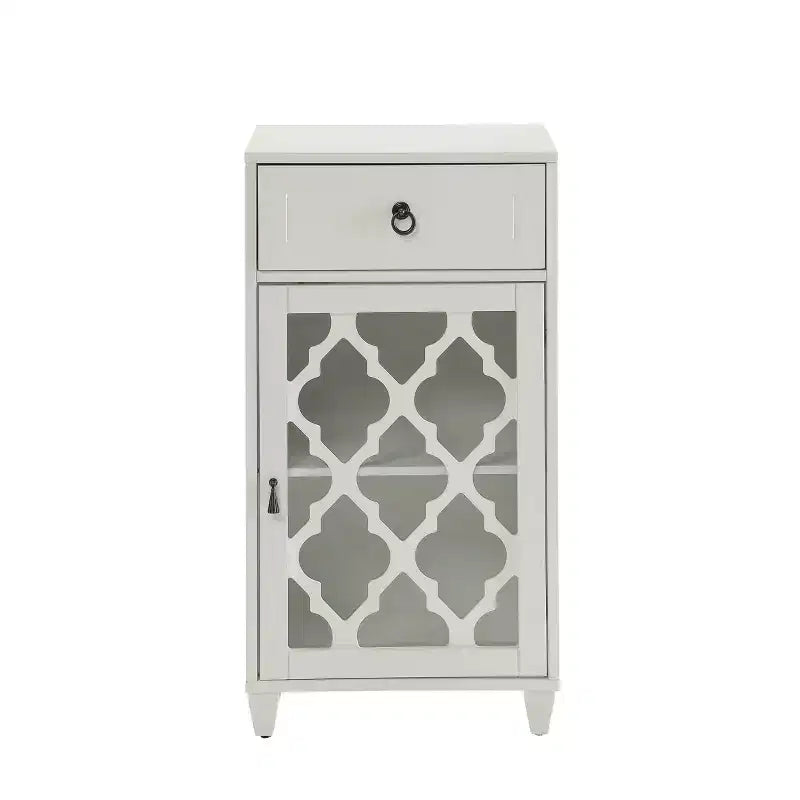Mesa auxiliar redonda de 17", acabado blanco