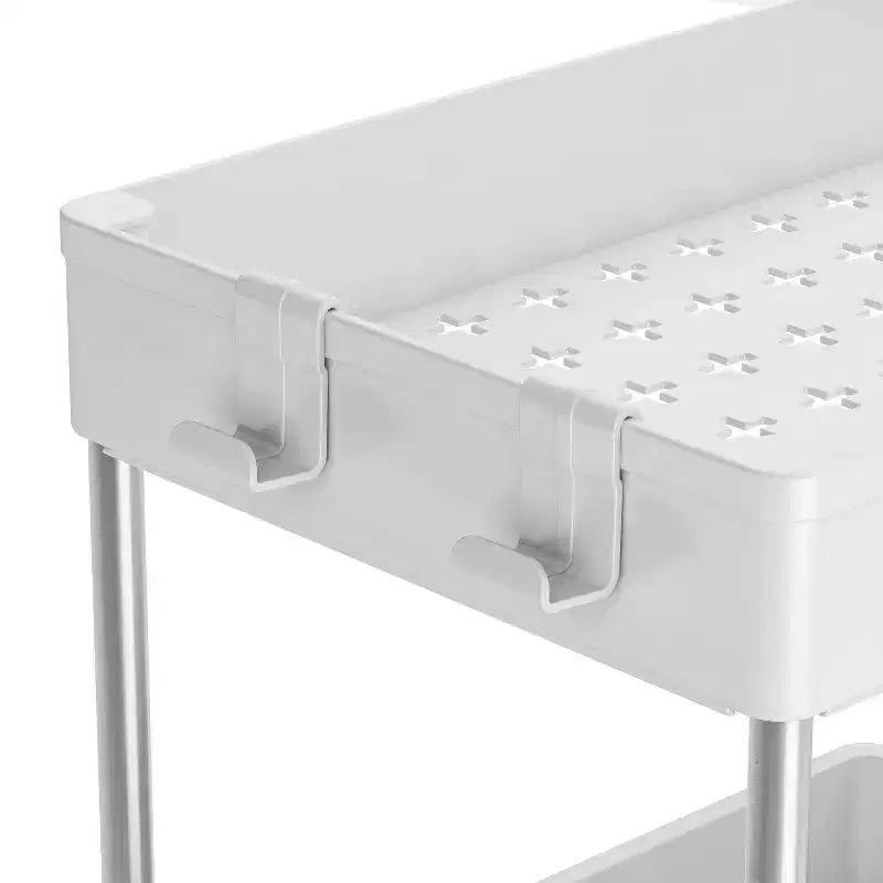 Organizador de dos niveles para debajo del fregadero con cajón, blanco