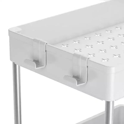 Organizador de dos niveles para debajo del fregadero con cajón, blanco