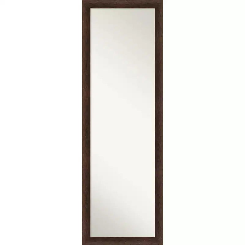 17"x51" Non-Beveled Narrow Wood on The Door Mirror Warm Walnut - Amanti Art: Over Door Mount, Modern Full-Length Mirror