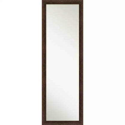 17"x51" Non-Beveled Narrow Wood on The Door Mirror Warm Walnut - Amanti Art: Over Door Mount, Modern Full-Length Mirror
