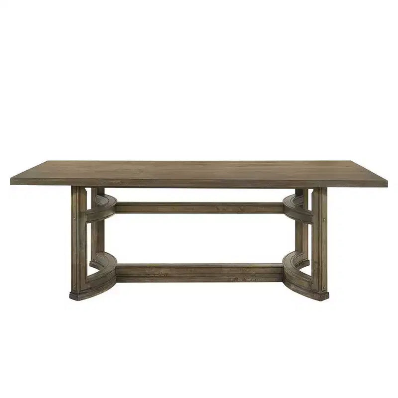 88" Parfield Dining Table Weathered Oak Finish - Acme Furniture: Vintage Walnut, Seats 6