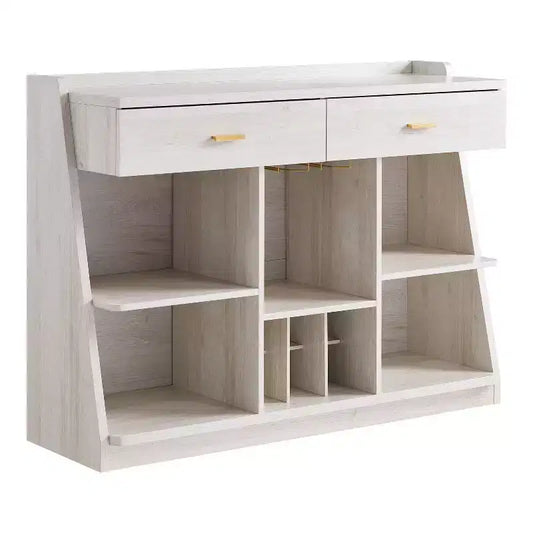 Daltonne 47" Farmhouse 5 Shelf Buffet with Wine Storage White Oak - miBasics