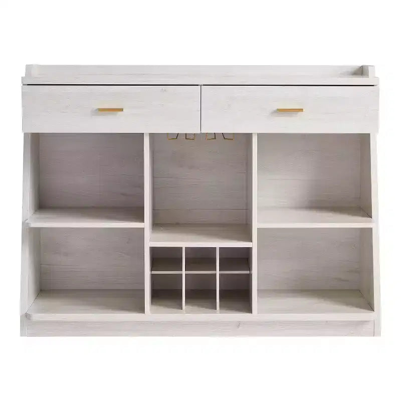 Buhardilla de 47" de 5 Estantes Estilo Rústico con Almacenamiento de Vino, Roble Blanco