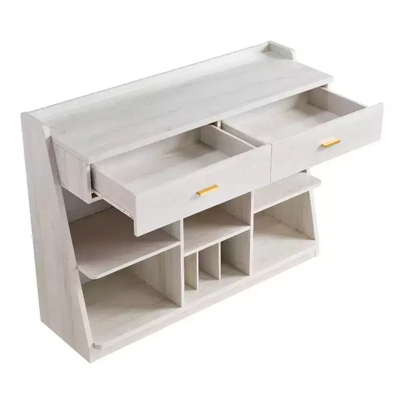 Buhardilla de 47" de 5 Estantes Estilo Rústico con Almacenamiento de Vino, Roble Blanco