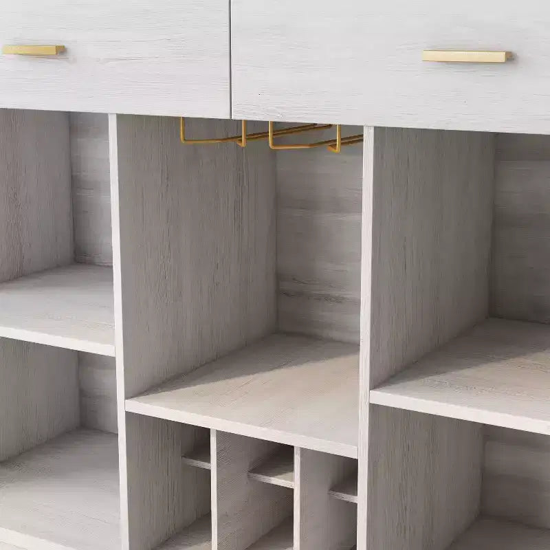 Buhardilla de 47" de 5 Estantes Estilo Rústico con Almacenamiento de Vino, Roble Blanco