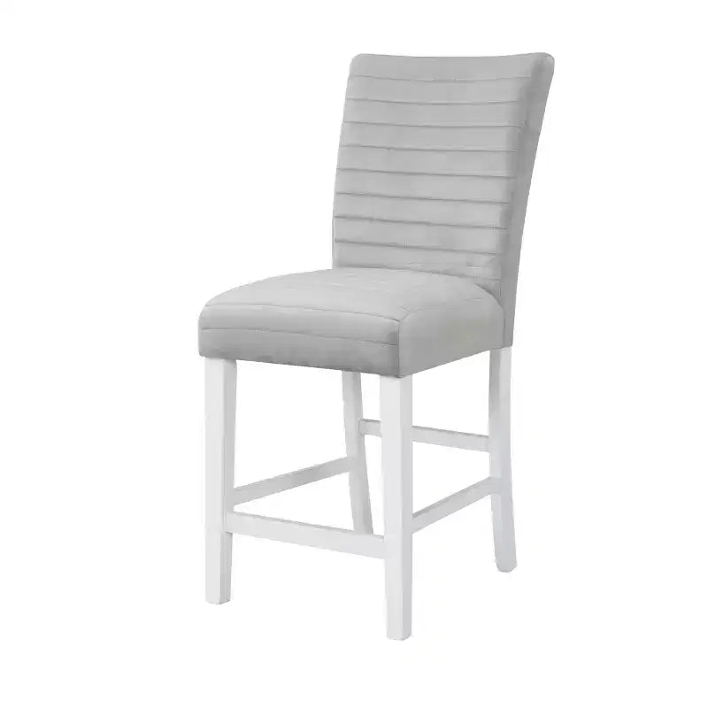 Sillón decorativo de 19", terciopelo gris con estructura blanca de alto brillo