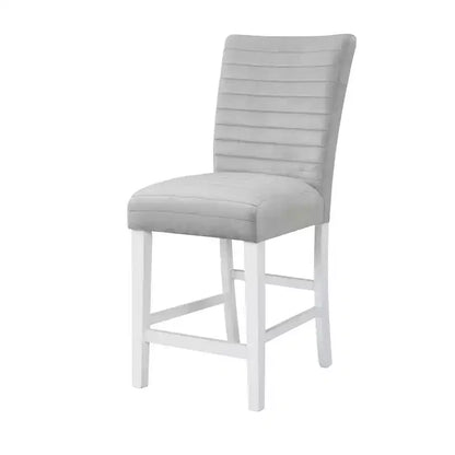 Sillón decorativo de 19", terciopelo gris con estructura blanca de alto brillo