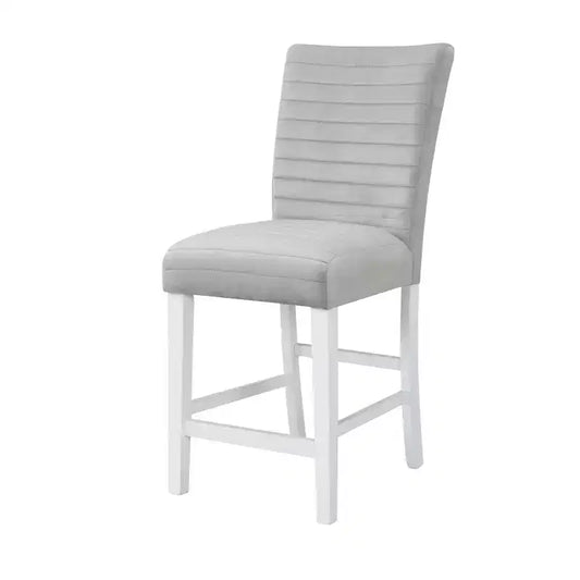 Sillón decorativo de 19", terciopelo gris con estructura blanca de alto brillo