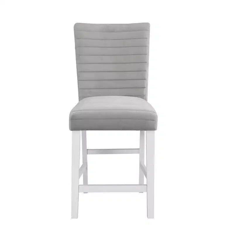 Sillón decorativo de 19", terciopelo gris con estructura blanca de alto brillo