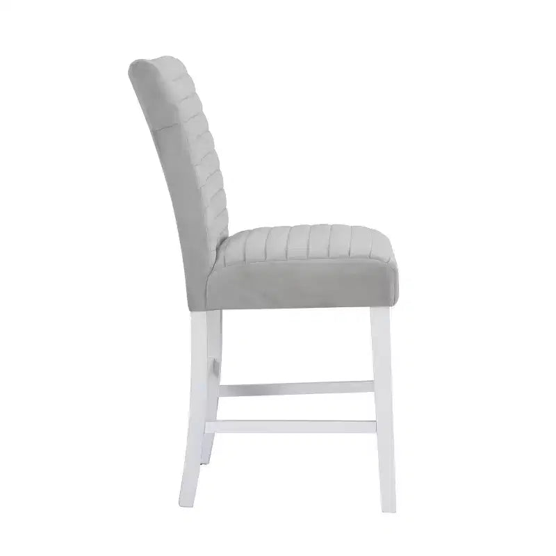 Sillón decorativo de 19", terciopelo gris con estructura blanca de alto brillo