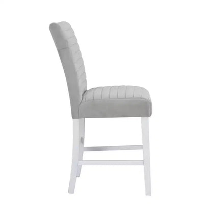 Sillón decorativo de 19", terciopelo gris con estructura blanca de alto brillo