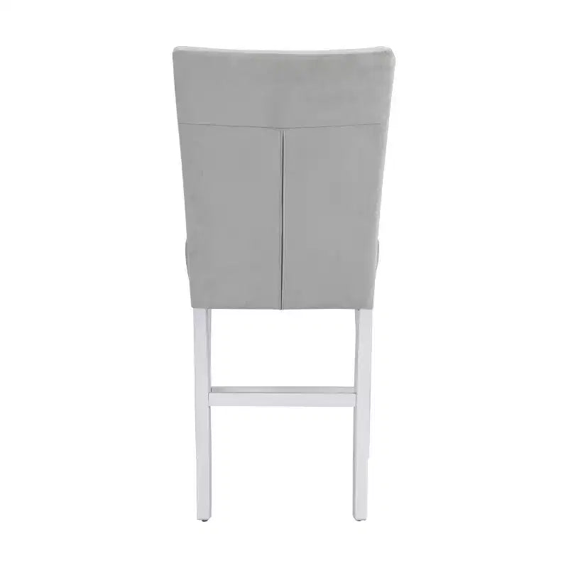 Sillón decorativo de 19", terciopelo gris con estructura blanca de alto brillo