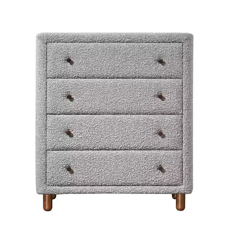 33" Cleo Decorative Storage Drawer Gray Boucle - Acme Furniture: Boucle Finish, 5 Drawers, Wood Composite, No Assembly Required