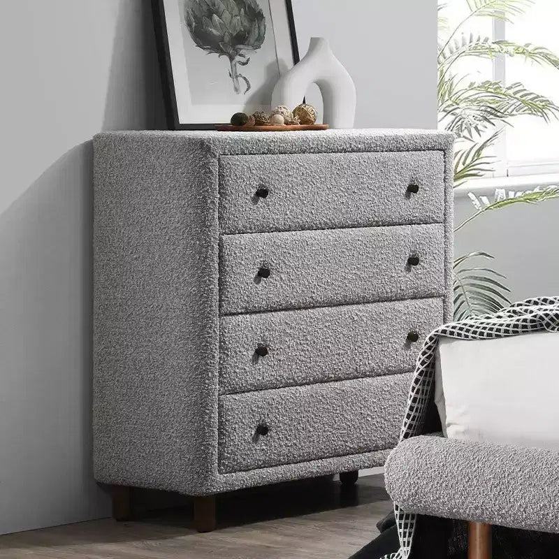 Cajón decorativo de almacenamiento de 33", boucle gris