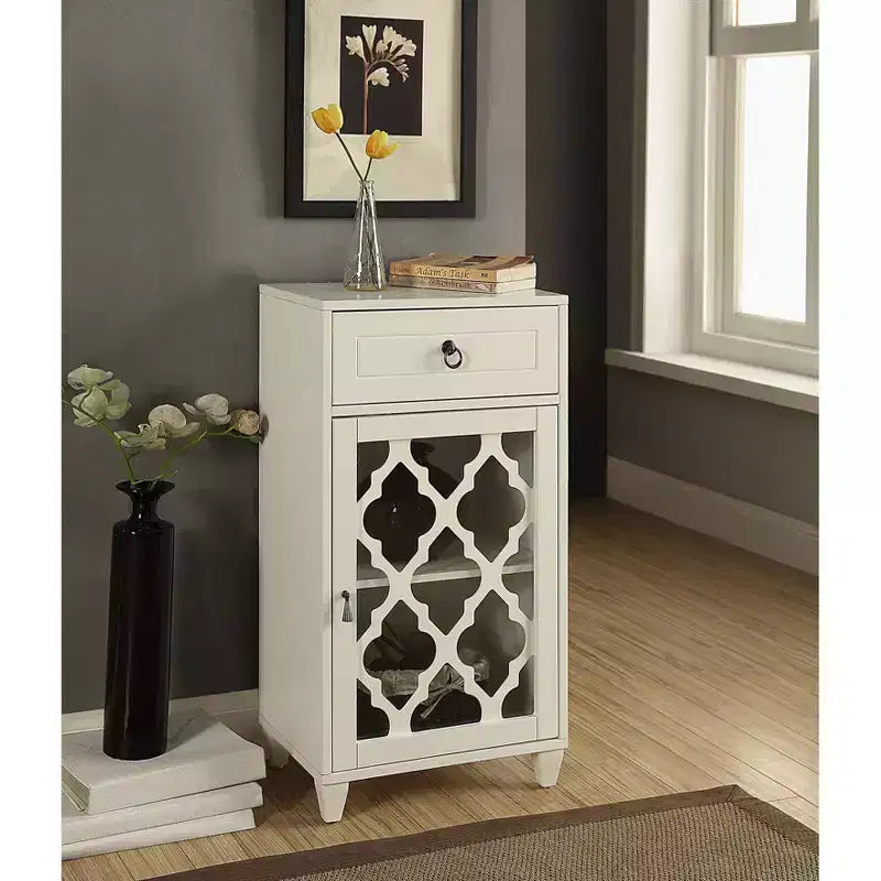Mesa auxiliar redonda de 17", acabado blanco