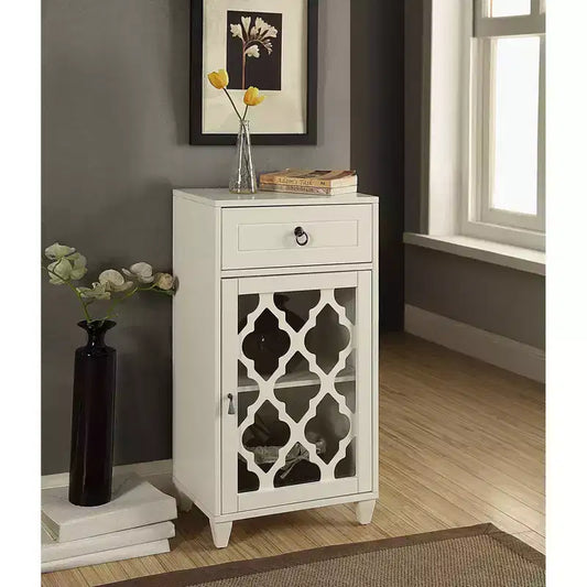 Mesa auxiliar redonda de 17", acabado blanco