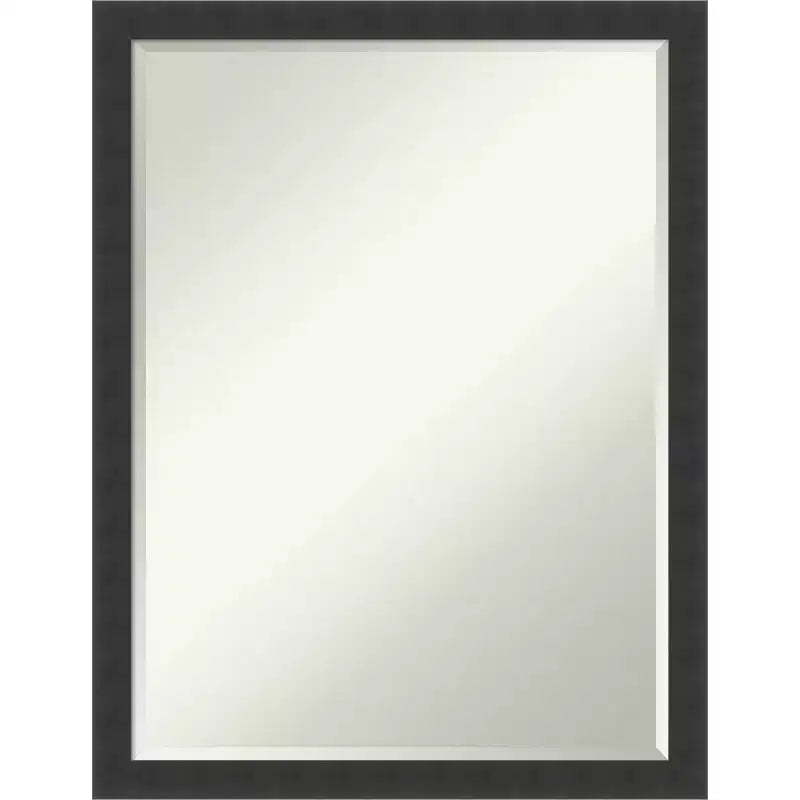 Amanti Art Mezzanotte Black Petite Bevel Wood Bathroom Wall Mirror 26 x 20 in.
