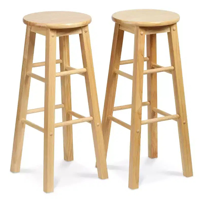 Taburete decorativo redondo de piel sintética de 17", blanco
