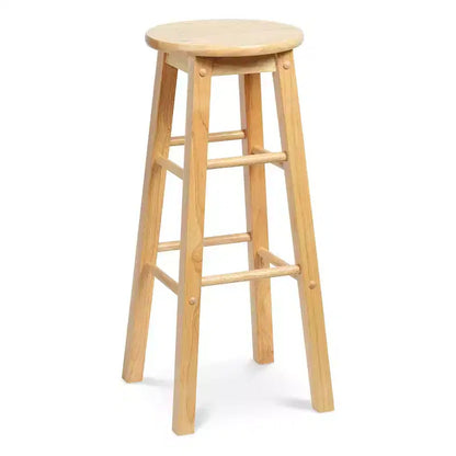 Taburete decorativo redondo de piel sintética de 17", blanco