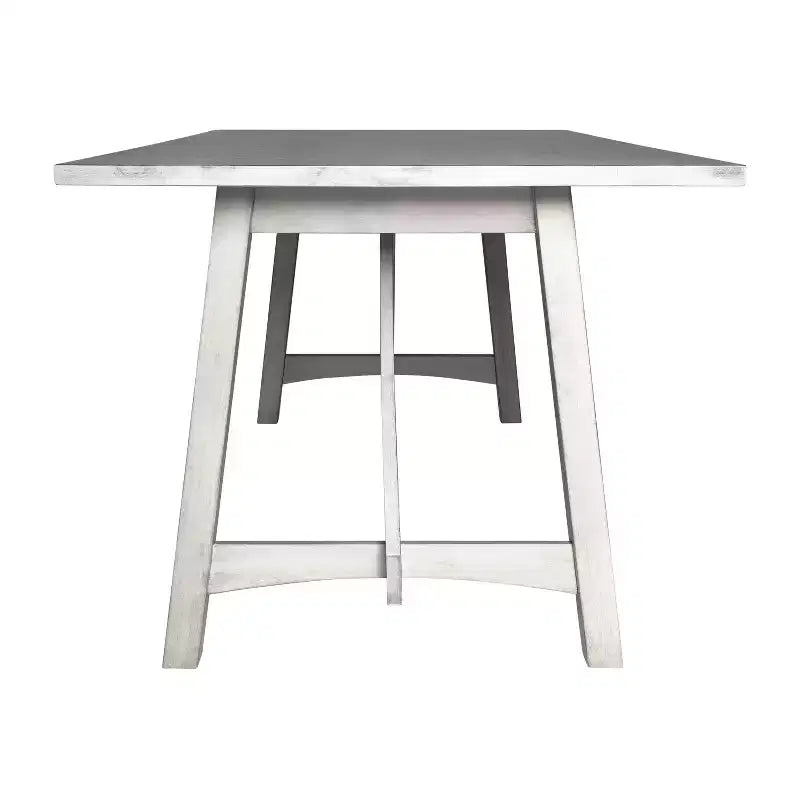 Mesa de comedor rústica de madera con base de caballete