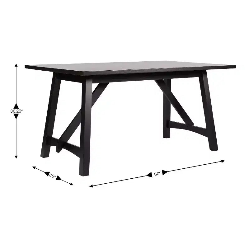 Mesa de comedor rústica de madera con base de caballete