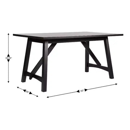 Mesa de comedor rústica de madera con base de caballete