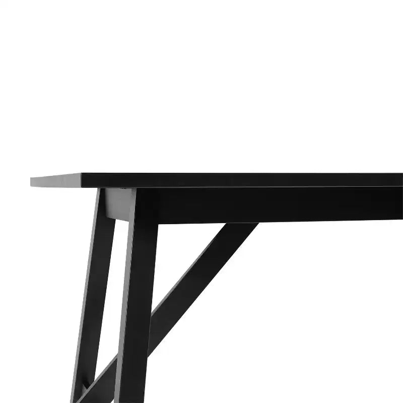 Mesa de comedor rústica de madera con base de caballete