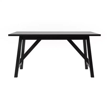 Mesa de comedor rústica de madera con base de caballete