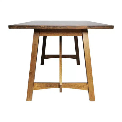 Mesa de comedor rústica de madera con base de caballete