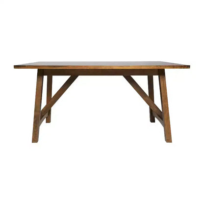 Mesa de comedor rústica de madera con base de caballete