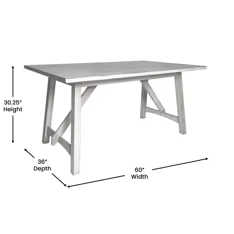 Mesa de comedor rústica de madera con base de caballete