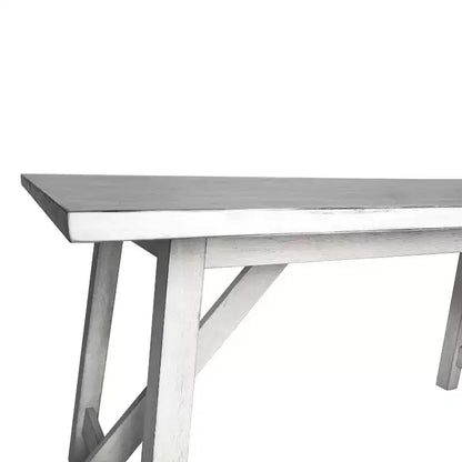 Mesa de comedor rústica de madera con base de caballete