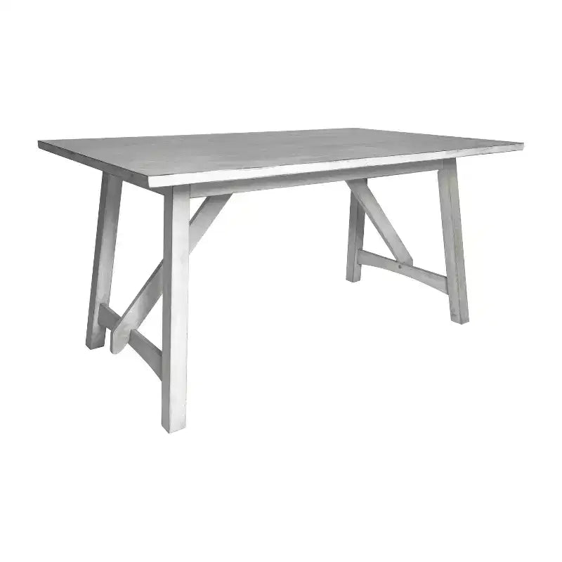Mesa de comedor rústica de madera con base de caballete