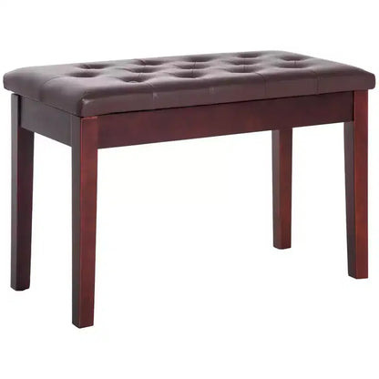 Banco de piano para 2 personas, estructura de madera de abedul con asiento acolchado de piel sintética
