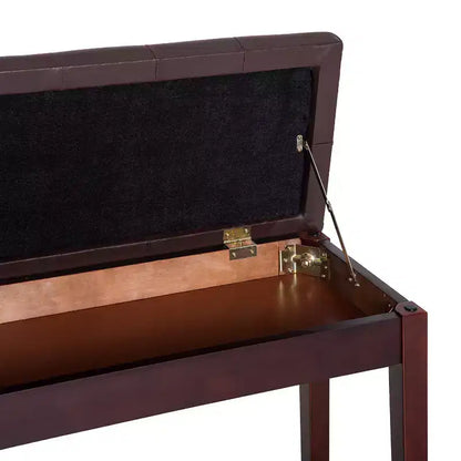 Banco de piano para 2 personas, estructura de madera de abedul con asiento acolchado de piel sintética