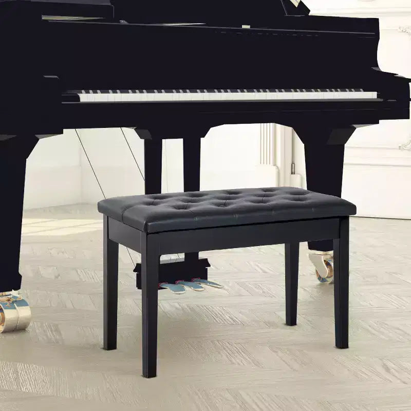 Banco de piano para 2 personas, estructura de madera de abedul con asiento acolchado de piel sintética