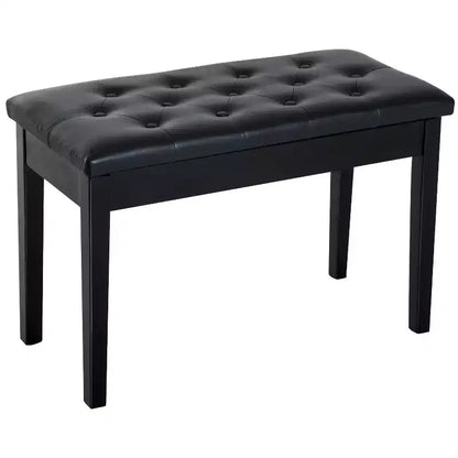 HOMCOM Traditional Country Birchwood Faux Leather Padded 2 Person Piano Bench