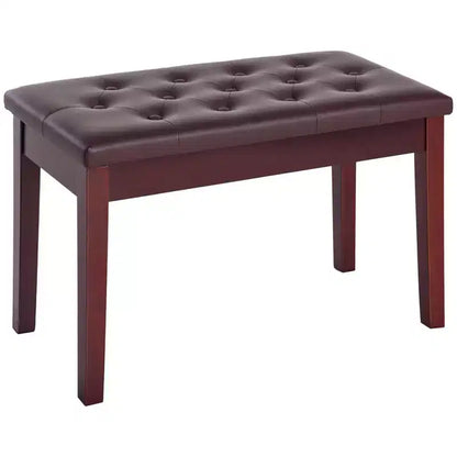 Banco de piano para 2 personas, estructura de madera de abedul con asiento acolchado de piel sintética