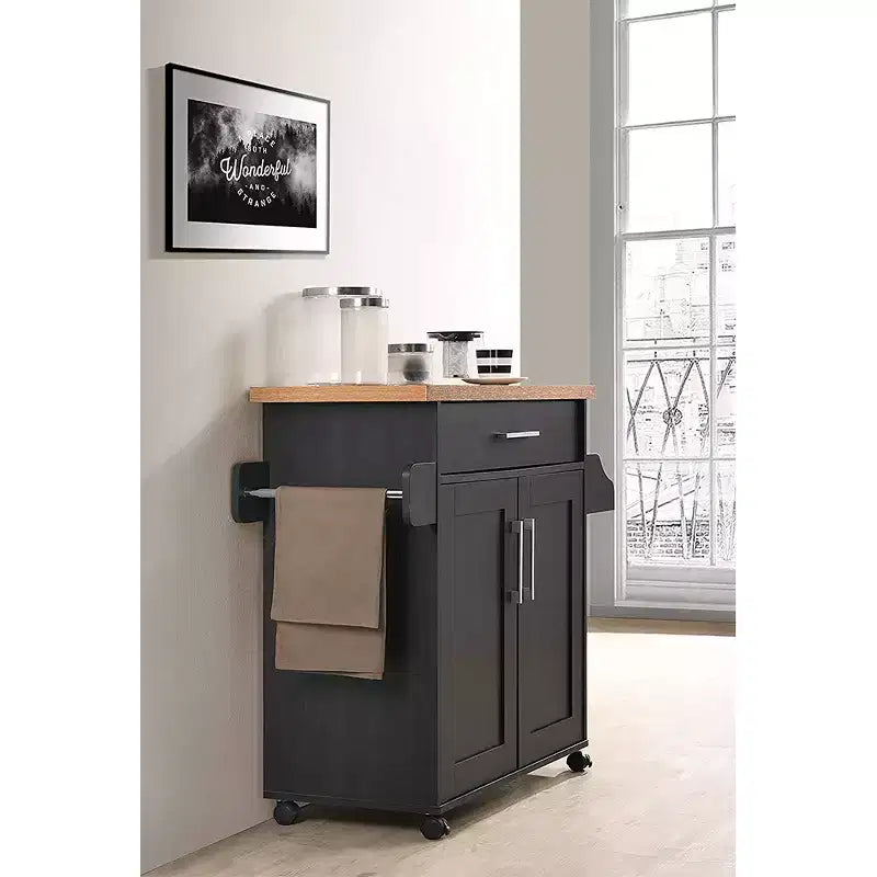 Isla de cocina con ruedas, especiero y toallero