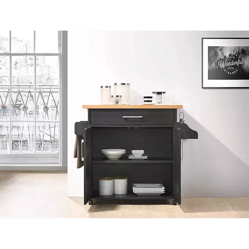 Isla de cocina con ruedas, especiero y toallero