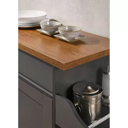 Isla de cocina con ruedas, especiero y toallero