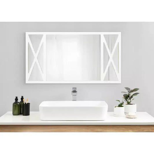 Espejo de pared enmarcado, 22"x40", blanco