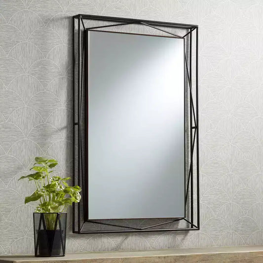 Espejo de pared rectangular de 24"x36" en negro satinado