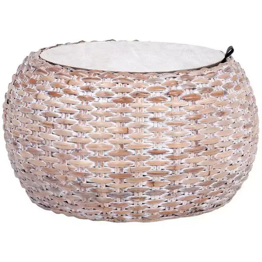 Klarysa Wood And Rattan Coffee Table - Natural White Wash - Safavieh