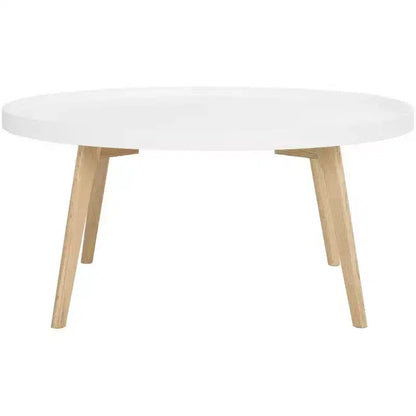 Sage Round Coffee Table - White/Oak - Safavieh