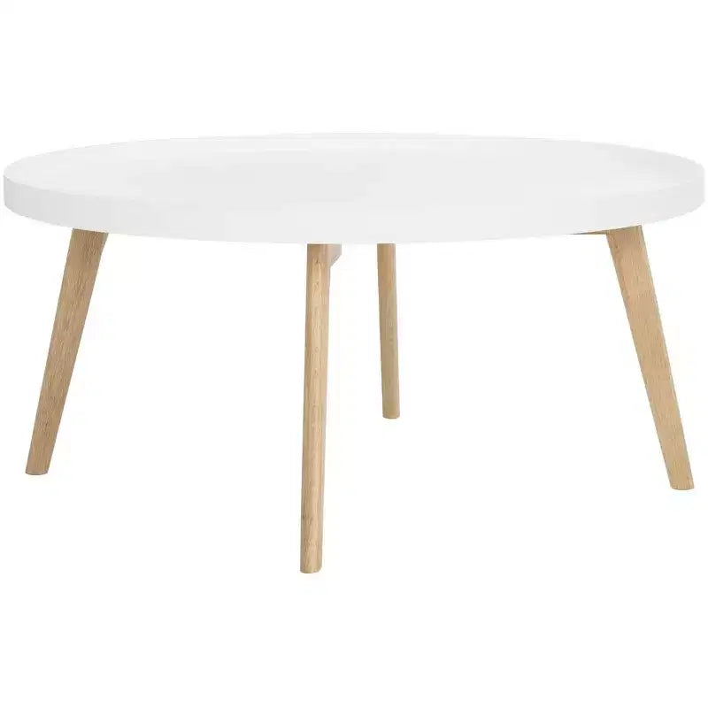 Mesa de centro de madera y ratán, lavado blanco natural
