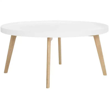 Mesa de centro de madera y ratán, lavado blanco natural
