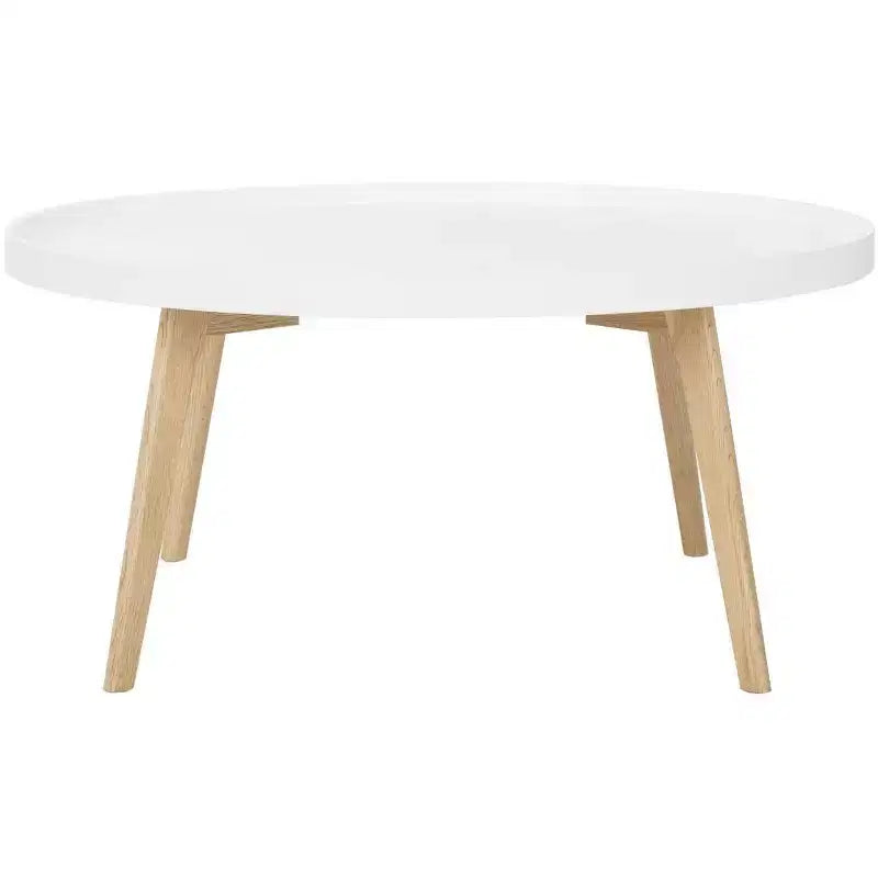 Mesa de centro de madera y ratán, lavado blanco natural